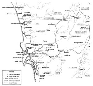 Richard Carrico's 1997 map of Kumeyaay Territory in 1775