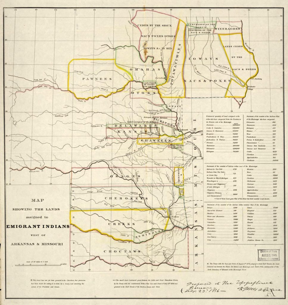 Map of Lands relating to the Treaty of 1836