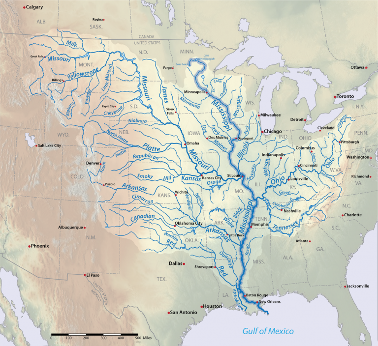 Map of the Midwest Rivers